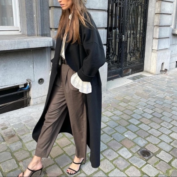 Zara Pleated Dress Trouser Pants Brown Size Large - Picture 1 of 15